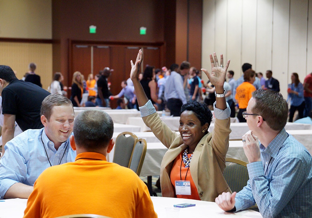 A group of people at a table.