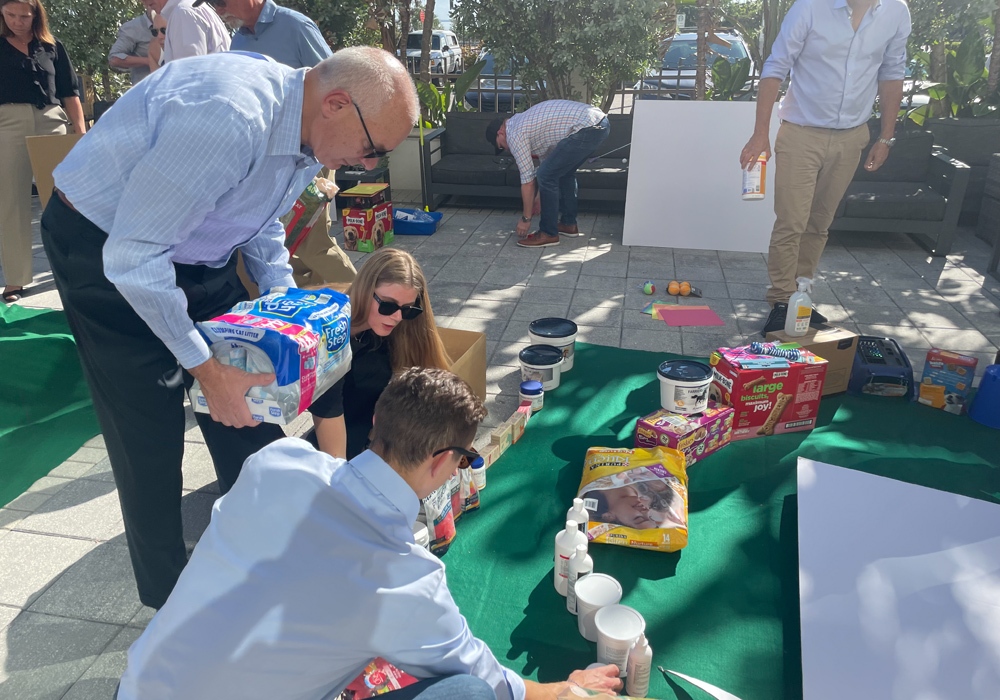 A man wearing a blue shirt.