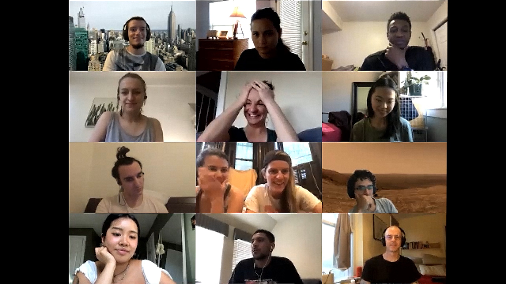 A group of people taking a selfie.