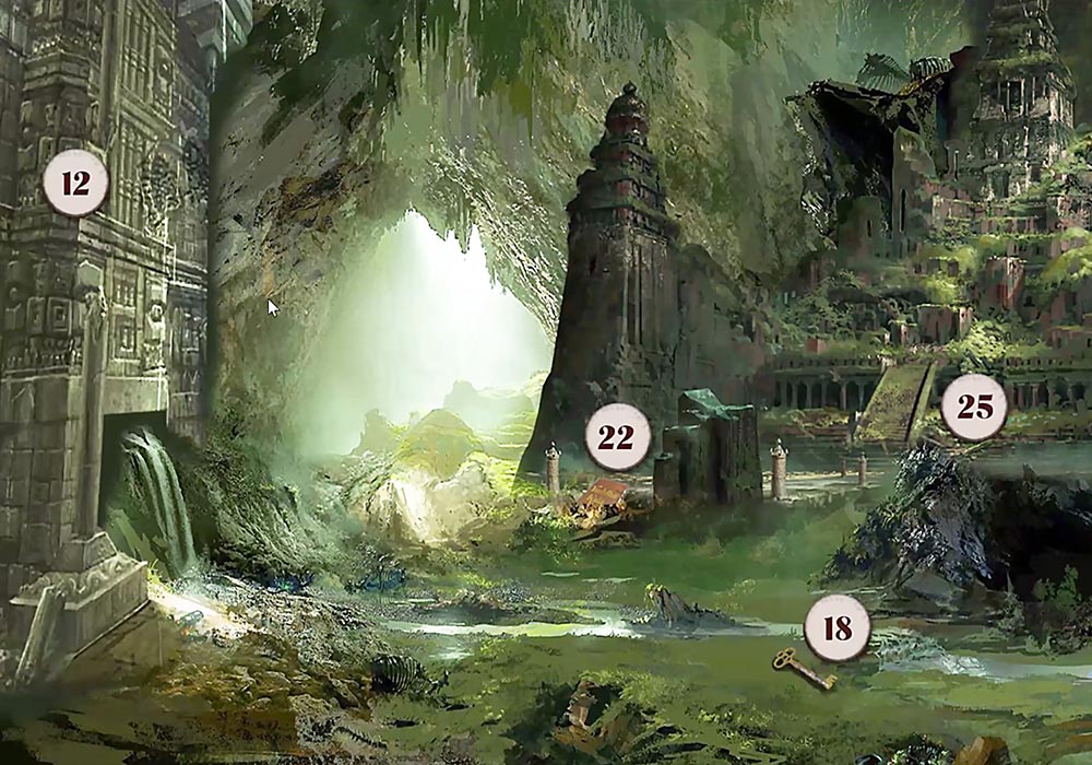 A picture of a cave with numbers on it.