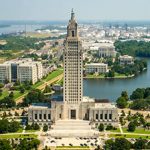 An aerial view of the capitol building in new orleans.