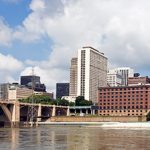 A bridge over a river.