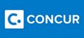 C concur logo on a blue background.