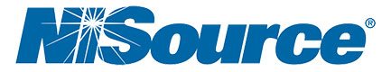 A blue logo with the word nisource.