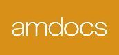 Amdocs logo on an orange background.