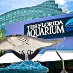 A statue of a stingray in front of the Florida Aquarium, available for corporate events in Tampa, FL.