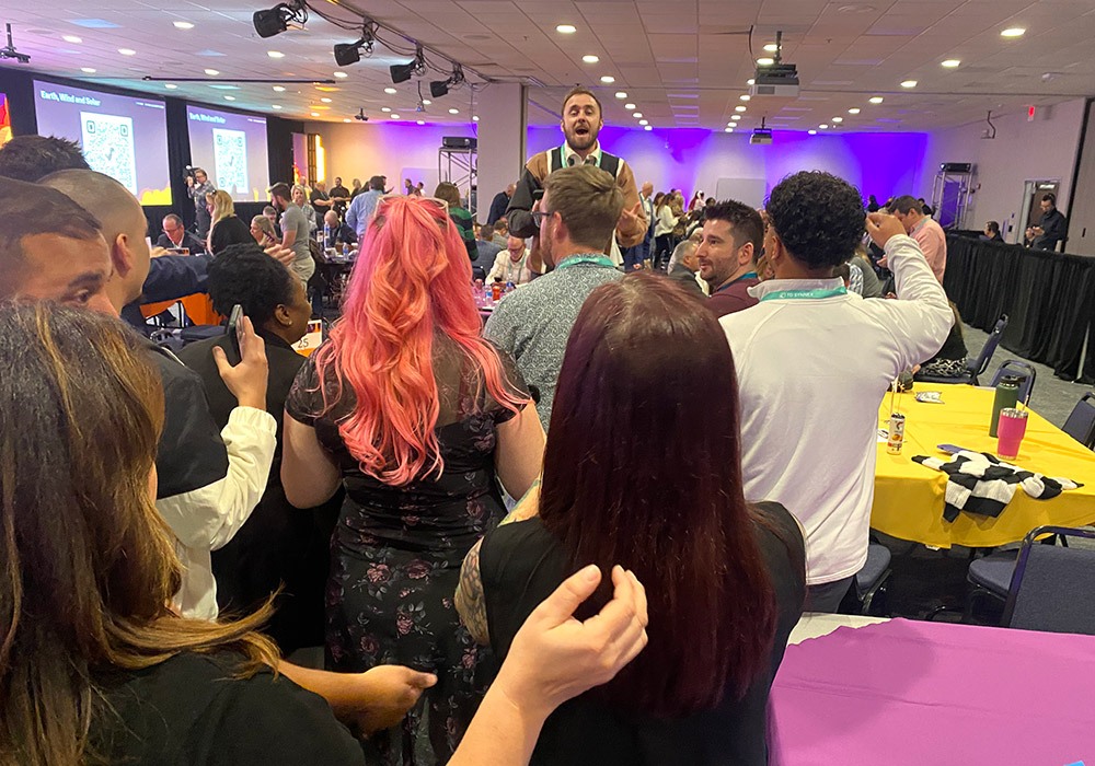 A group of people in a room.