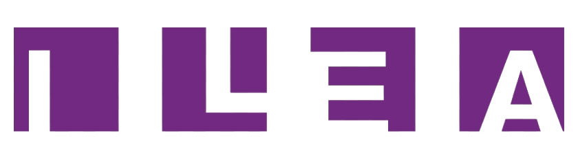 The image shows the word "LEAP" written in a stylized purple font with reversed letters on a transparent background.