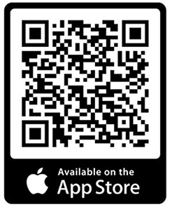 A QR code above an Apple logo and the text "Available on the App Store," indicating a link to download the smarthunts app from the App Store.