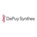 DePuy Synthes logo with a red abstract symbol on the left and the company name in gray text on a white background.