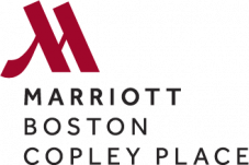 Logo for Marriott Boston Copley Place featuring a stylized red "M" above the hotel's name in bold black letters, perfect for smarthunts and team-building events.
