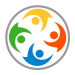 A colorful logo of a group of people in a circle.