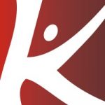 A red and white logo with the letter k.