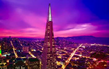 The san francisco skyline at dusk.