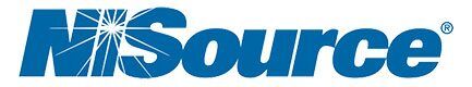 A blue logo with the word nisource.
