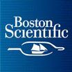 Boston scientific logo on a blue background.