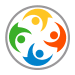 A colorful logo of a group of people in a circle.