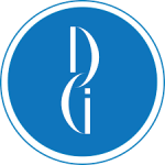 The dgi logo in a blue circle, perfect for corporate events in San Diego.