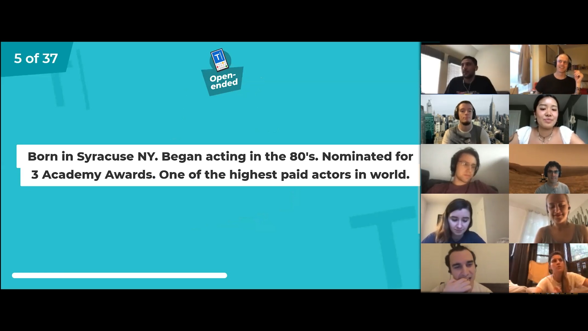 A group of people in a video chat.