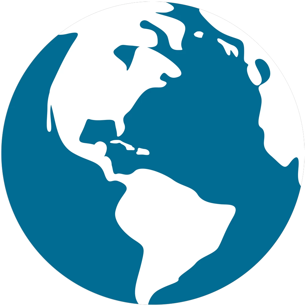 A blue and white globe on a black background.