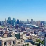 A view of the city from the top of a building.