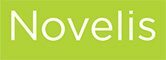 The novellis logo on a green background.