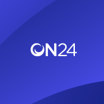 A blue background with the words on24 on it.