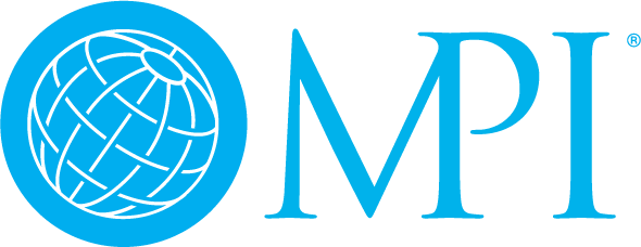 A blue logo with the word mpi.