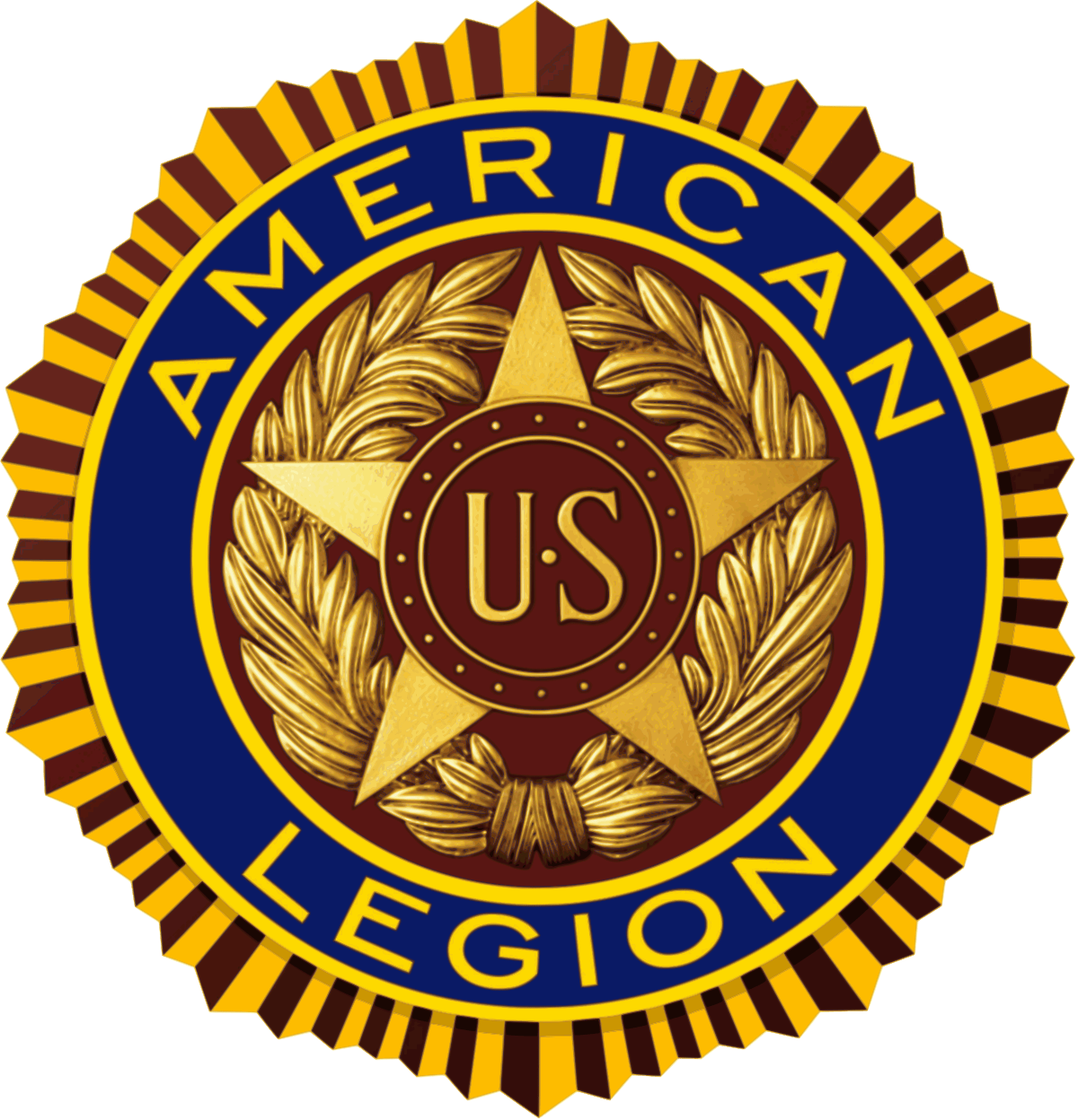 Logo of the American Legion featuring a gold star with "US" in the center, surrounded by a blue and gold circular border.