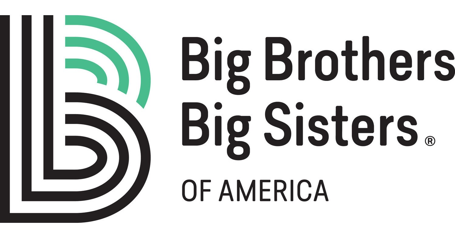 Logo of Big Brothers Big Sisters of America, featuring a stylized "B" design in black and green next to the organization's full name in bold text.