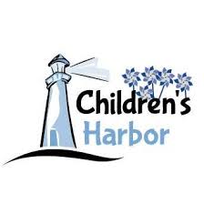 Logo of Children's Harbor featuring a stylized lighthouse with white and blue pinwheels to its right. The text "Children's Harbor" is written beside the lighthouse.