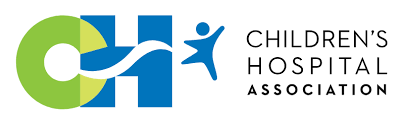 Logo of the Children's Hospital Association, featuring green and blue stylized letters "CH" and a small figure, alongside the association's name in bold black text on the right.