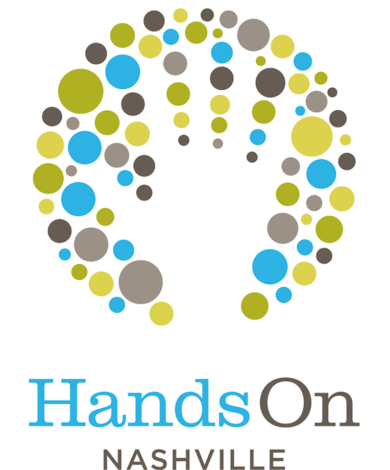 Logo of Hands On Nashville featuring a semicircle of multicolored dots and the text "Hands On Nashville" below it.