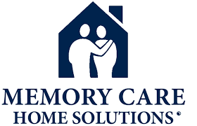 Logo of Memory Care Home Solutions depicting two figures embracing inside a house silhouette, with the text "Memory Care Home Solutions" below.