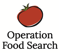 Logo of Operation Food Search featuring a red tomato above the organization's name in black text.