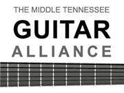 Logo of The Middle Tennessee Guitar Alliance featuring the organization’s name above an abstracted guitar fretboard design.