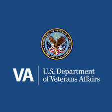 Logo of the U.S. Department of Veterans Affairs, featuring the department's seal above the text "VA" and "U.S. Department of Veterans Affairs" on a blue background.