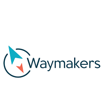 The image features the logo of "Waymakers," with a blue and orange arrow icon and the word "Waymakers" in dark blue text to the right of the icon.