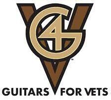 Logo with large gold and brown "G4V" letters, the word "AMBASSADOR" above, and "GUITARS FOR VETS" below—recognizing charitable partners dedicated to supporting veterans.