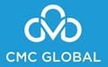 Cmc global logo on a blue background.
