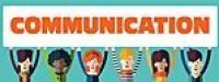 A group of people holding up a sign that says communication.