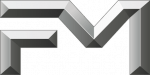 A metallic, angular design forming the letters "FM" on a light background.