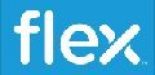 The flex logo on a blue background.