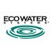 The EcoWater Systems logo features bold black text above a stylized green water ripple graphic on a white background.