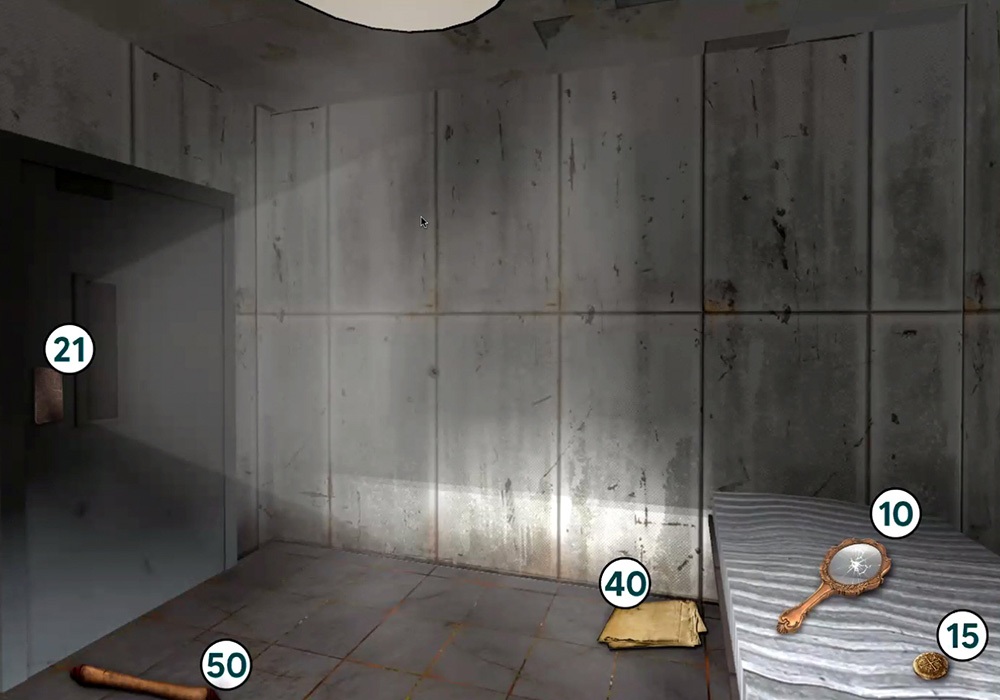 A screenshot of a room with a bed and a bedside table.