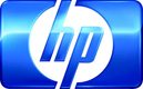 Hp logo on a blue background.