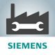 The siemens logo on a blue background.