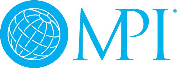 A blue logo with the word mpi.