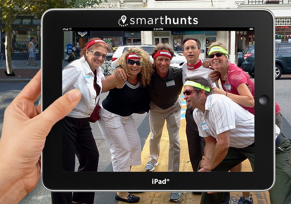 A person holding an ipad.