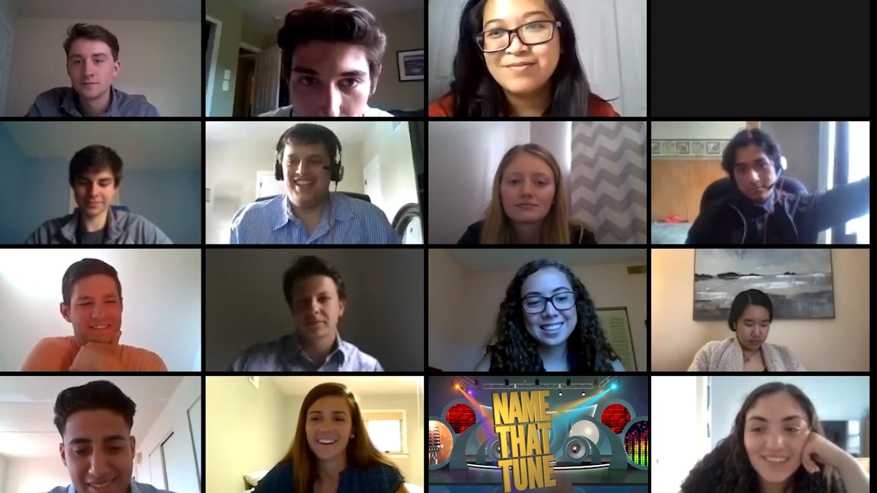 A group of people on a video call.